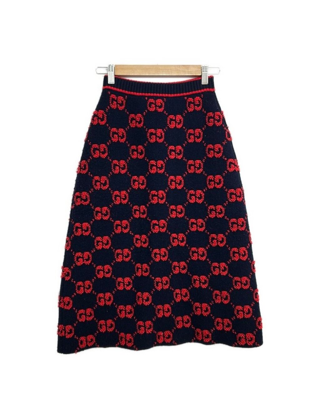 Gucci Skirt Dark Navy Red Elastic Waist XS